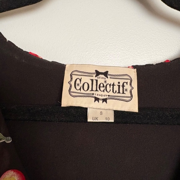 Collectif Black and Cherry Retro Flare Dress - Picture 5 of 12